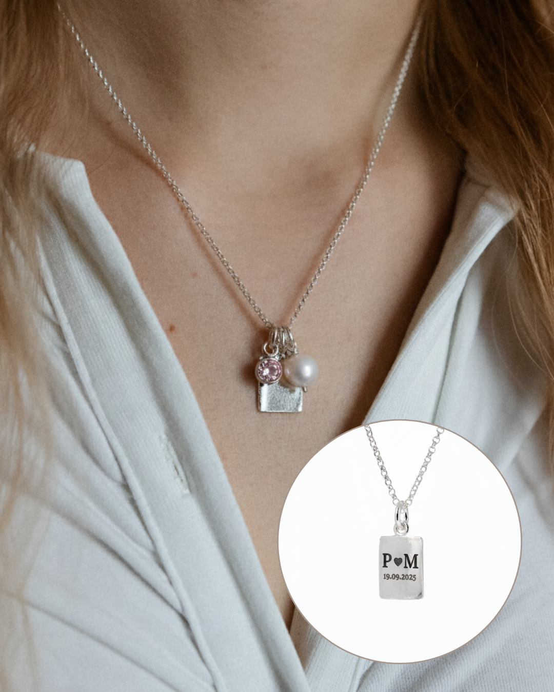 Kiiltävä laatta - Kaulakoru omalla kaiverruksella