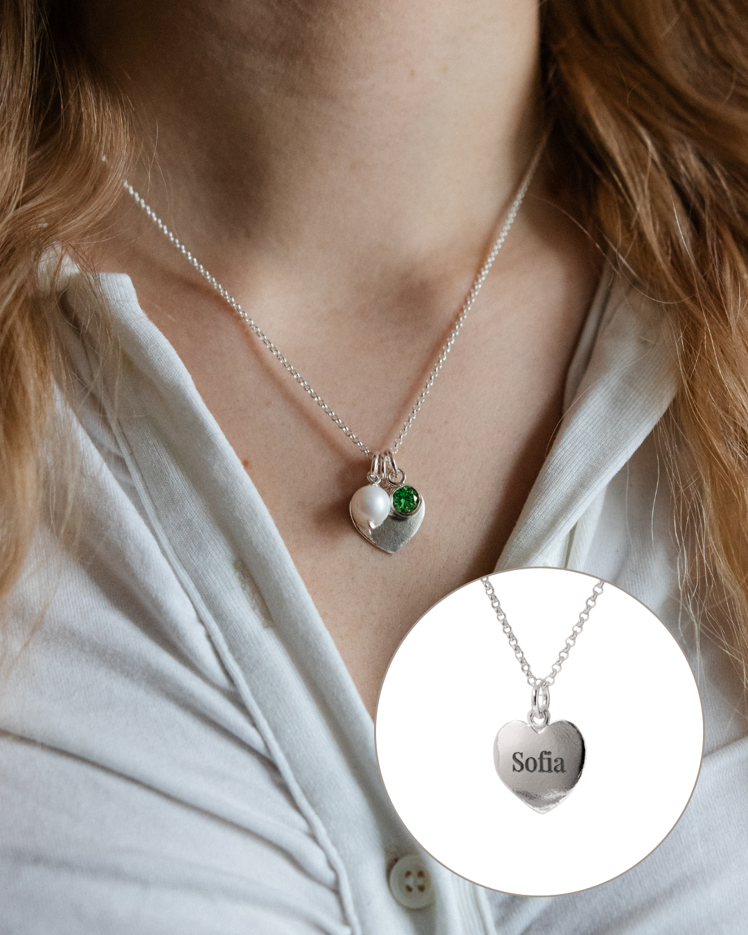 Kiiltävä sydän laatta - Kaulakoru omalla kaiverruksella