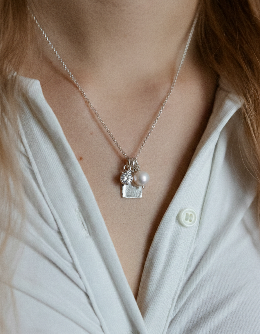 Kiiltävä laatta - Kaulakoru omalla kaiverruksella